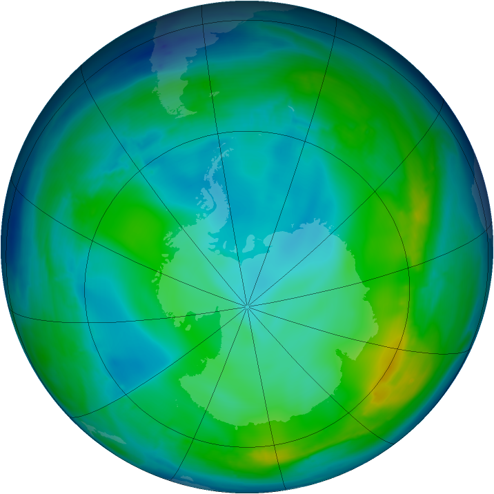 Antarctic ozone map for 19 May 2008
